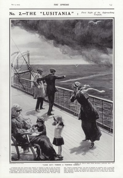 ルシタニアの沈没、第一次世界大戦、1915年5月7日 作： Philip Dadd
